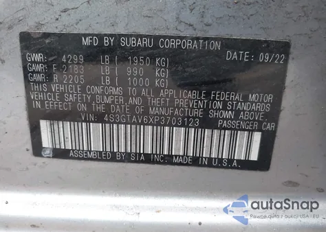 2023 Subaru Impreza Premium 5-Door z USA, uszkodzony, nr VIN 4S3GTAV6XP3703123